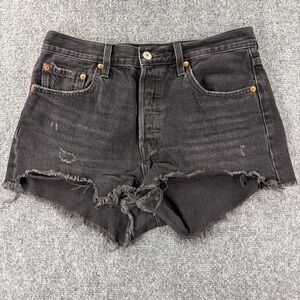 Levi's 501 Black Distressed Cutoff Denim Shorts